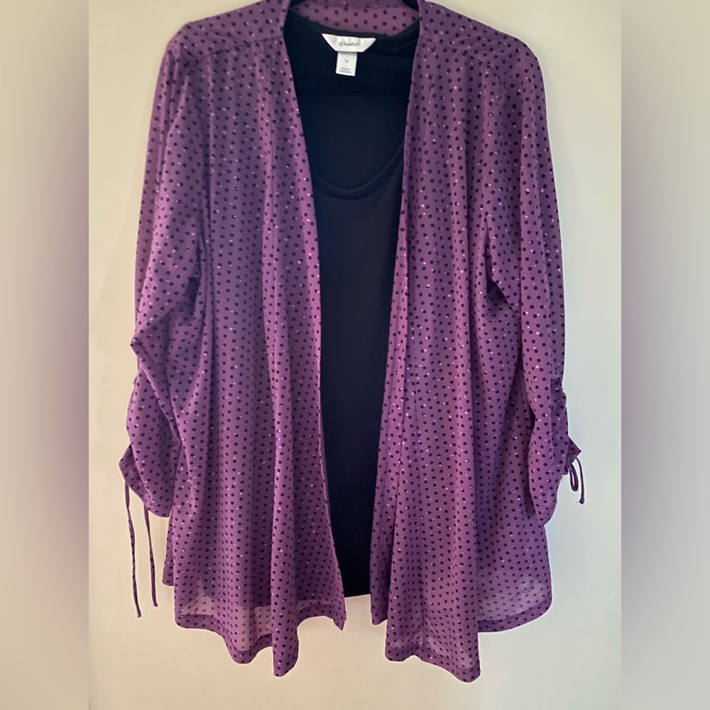 Womens plus 2forblouse purple with black